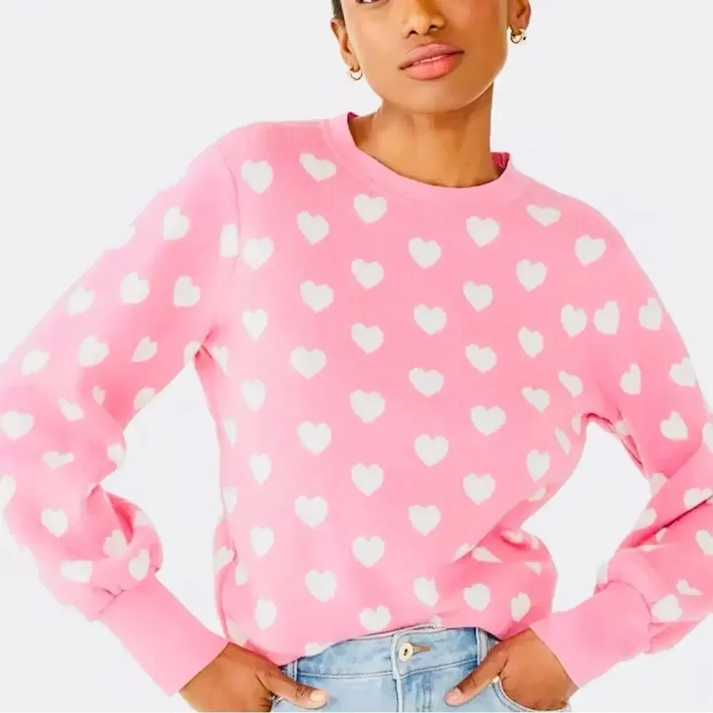 Kate Spade Sweater Perfect Heart Rich Carnation Feminine Designer Pink Size XS